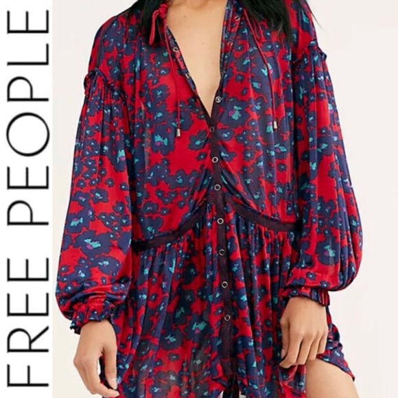 NWT $128R Free People Love Letter Floral Print Tunic Dress. Size Medium - Picture 1 of 14